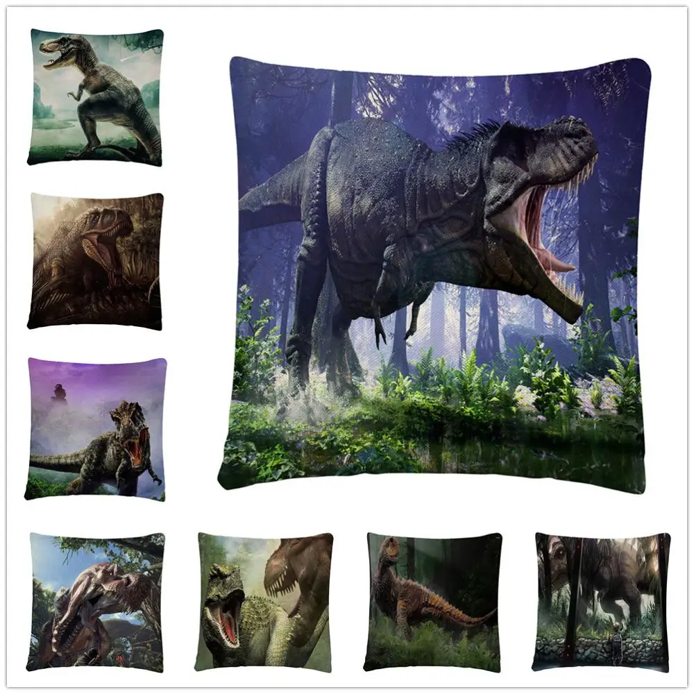Свирепый рисунок древнего динозавра льняная наволочка для подушки чехол дома