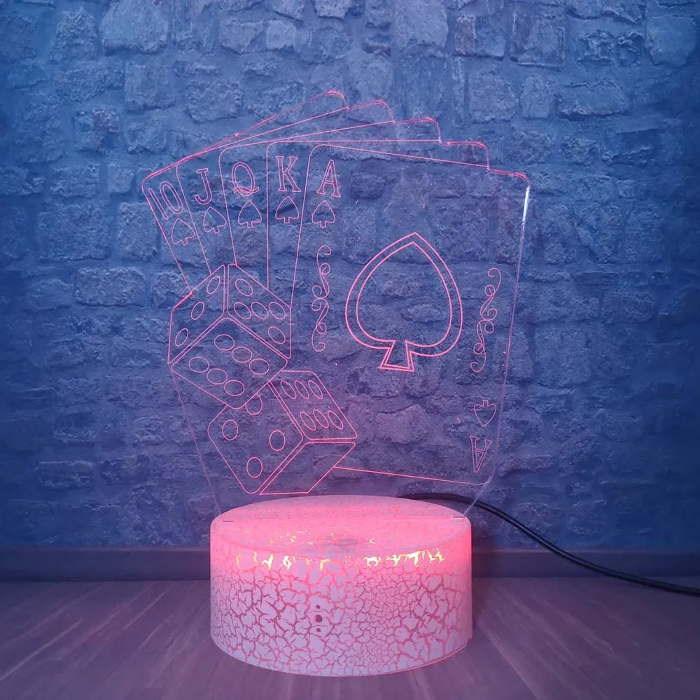 Покерная лампа в виде игральных костей 3D видения Ночник светильник для детской