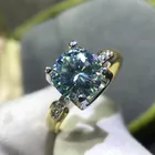 Кольцо из серебра 925 пробы с синим и зеленым муассанитом, с бриллиантом 2 карата, с позолотой 18 карат, обручальные кольца с драгоценными камнями женские ювелирные изделия