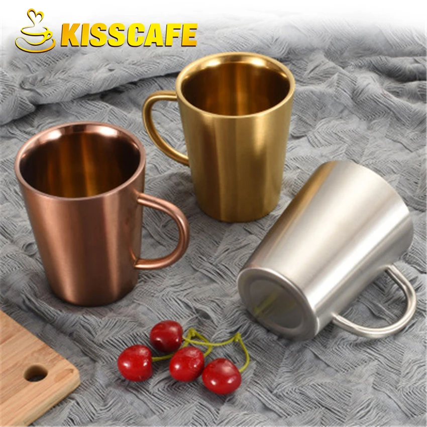 304 двухслойная чашка для воды из нержавеющей стали с ручкой кружка пива