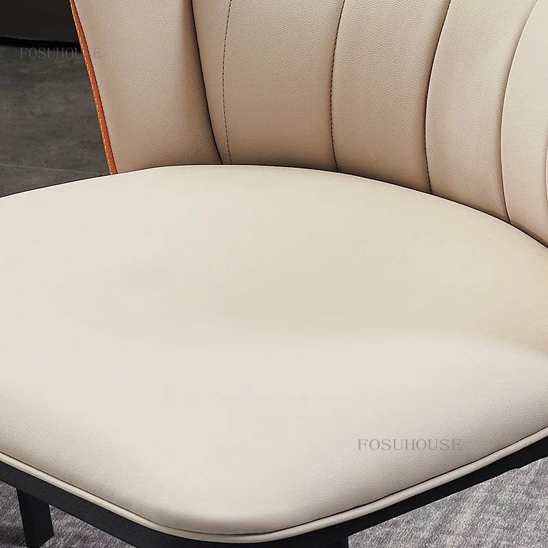 

Nordic Dining Chairs Leather Dining Room Italian Home Furniture Designer Balcony High-end Light Luxury Backrest Makeup Chair