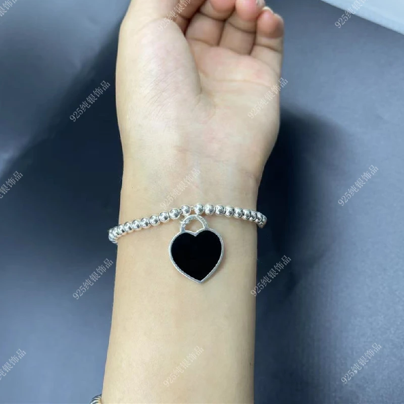 

925 sterling silver heart-shaped bracelet lovers festival gift to men and women