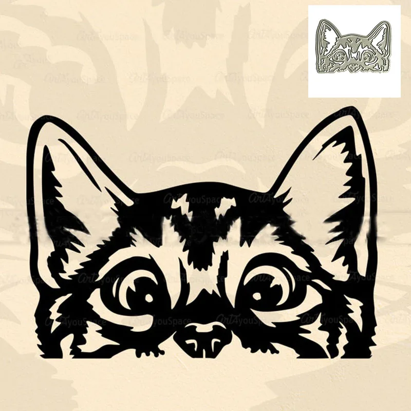 

Metal Cutting Dies Peekng Cat Die Cut for Decoration Album Cards Paper Craft DIY Scrapbooking Making Template 2021 New Arrival