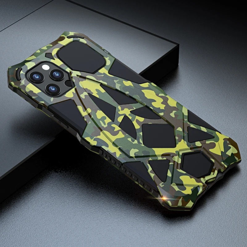 

Camouflage SportsCar 3proof Metal For iPhone 13 12 Pro Max 11 13 mini Xsmax Aluminum Alloy XR XS X 7 8 Plus Bumper Case Cover