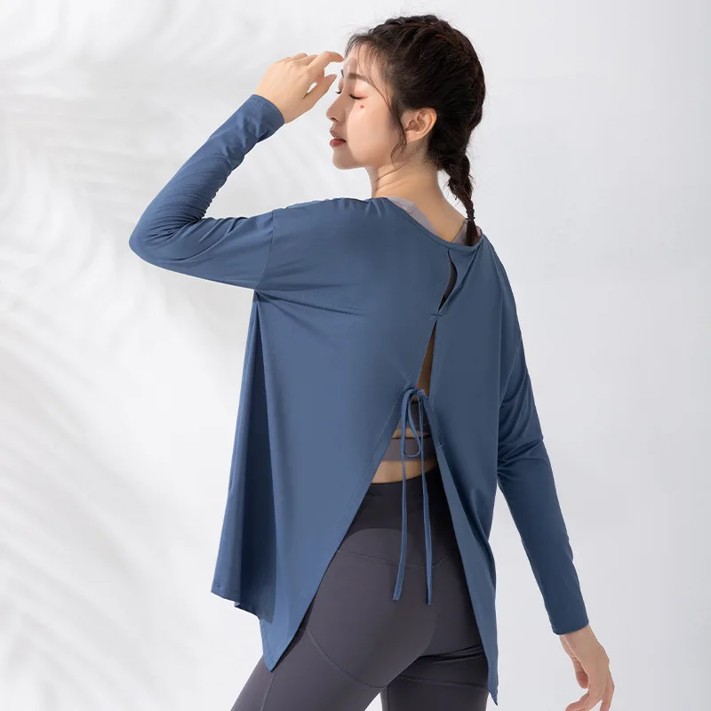 

New Products Sports Coat Female Loose Slimming Online Celebrity Gym Clothes Running Blouse Quick-drying T-shirt Long Sleeve Yoga