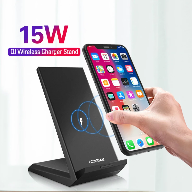 Беспроводное зарядное устройство Qi для iPhone X XS 8 XR Samsung S9 S10 S8 S10E 15 Вт быстрая