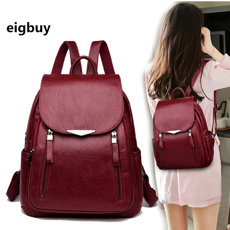 Повседневный женский рюкзак, брендовый кожаный вместительный школьный ранец для девочек, модные сумки на ремне с двойной молнией