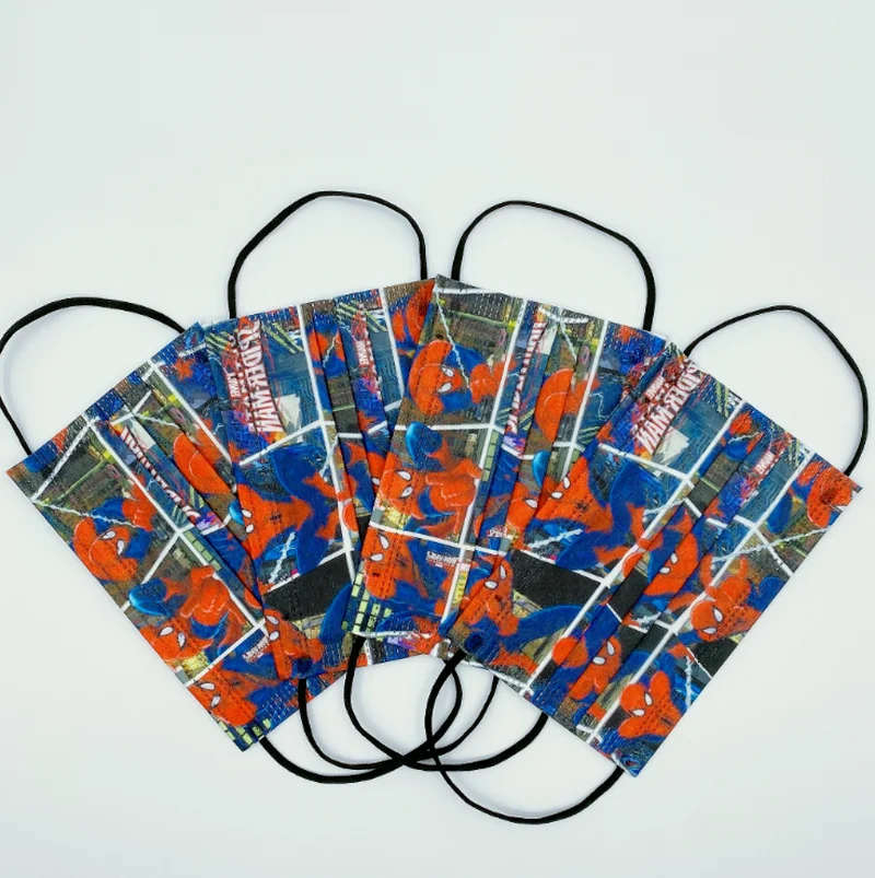 Детская Тканевая маска Человек-паук человек-Капитан Америка трехслойная 50 шт.