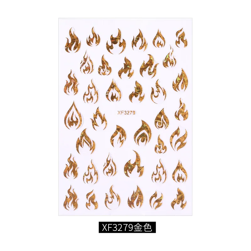 XF3279Gold Ультратонкий дизайн ногтей Mirage Aurora Flame осенние слайдеры Nailart стикеры самоклеящиеся огненная фольга matrica для маникюра Deco Tips - Цвет: XF3279Gold