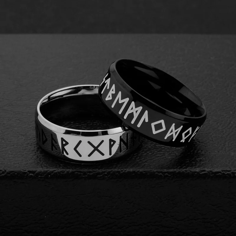 

Punk Fashion Style for Women and Mens Antique Retro Male Tail Ring Stainless Steel Old Style Retro Odin Norse Contracted Rings