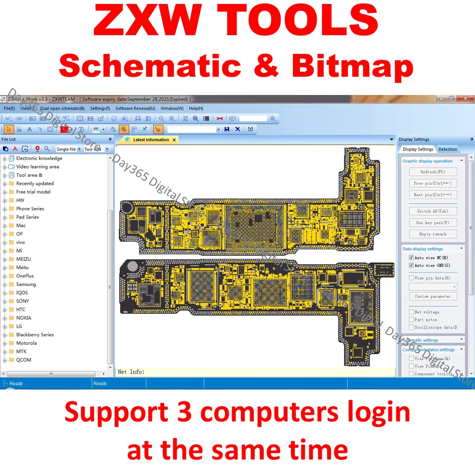 Official ZXW Team zxw tools V3.3 for Mobile phone motherboard repair drawing 1 Year . |