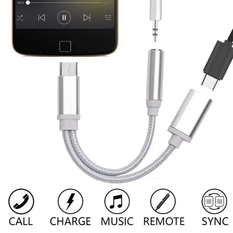 2 в 1 Разветвитель USB Type-C на аудиокабель 3 5 мм | Мобильные телефоны и аксессуары
