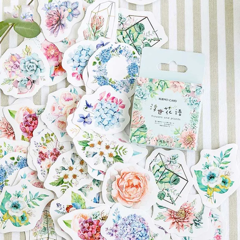 

46Pcs/box Cute Flower Floral Stationery Sticker Planner Scrapbooking Diary Deco School Office Supplies Kawai Decoration Supplies