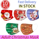 10 шт., одноразовые рождественские маски для лица с изображением оленя