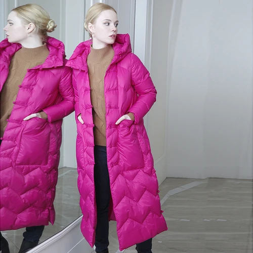 rose red KMETRAM, Модный женский пуховик, осенне-зимнее пальто, женская одежда, корейское длинное пальто, женская теплая парка, Chaqueta Mujer DH93 - Цвет: rose red
