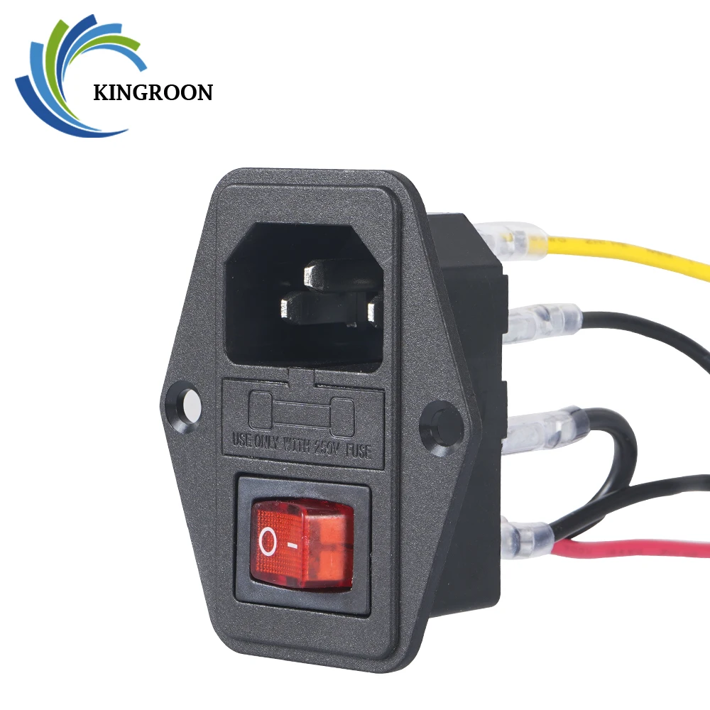 : KINGROON 10A 250V Питание выключатель с кабелями части AC 3 в 1 Предохранитель розетка 3D