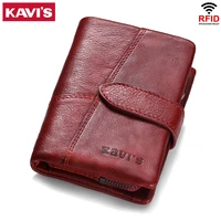 kavis 2021 genuine leather women wallet and purses coin purse female small portomonee rfid walet lady perse for girls money bag