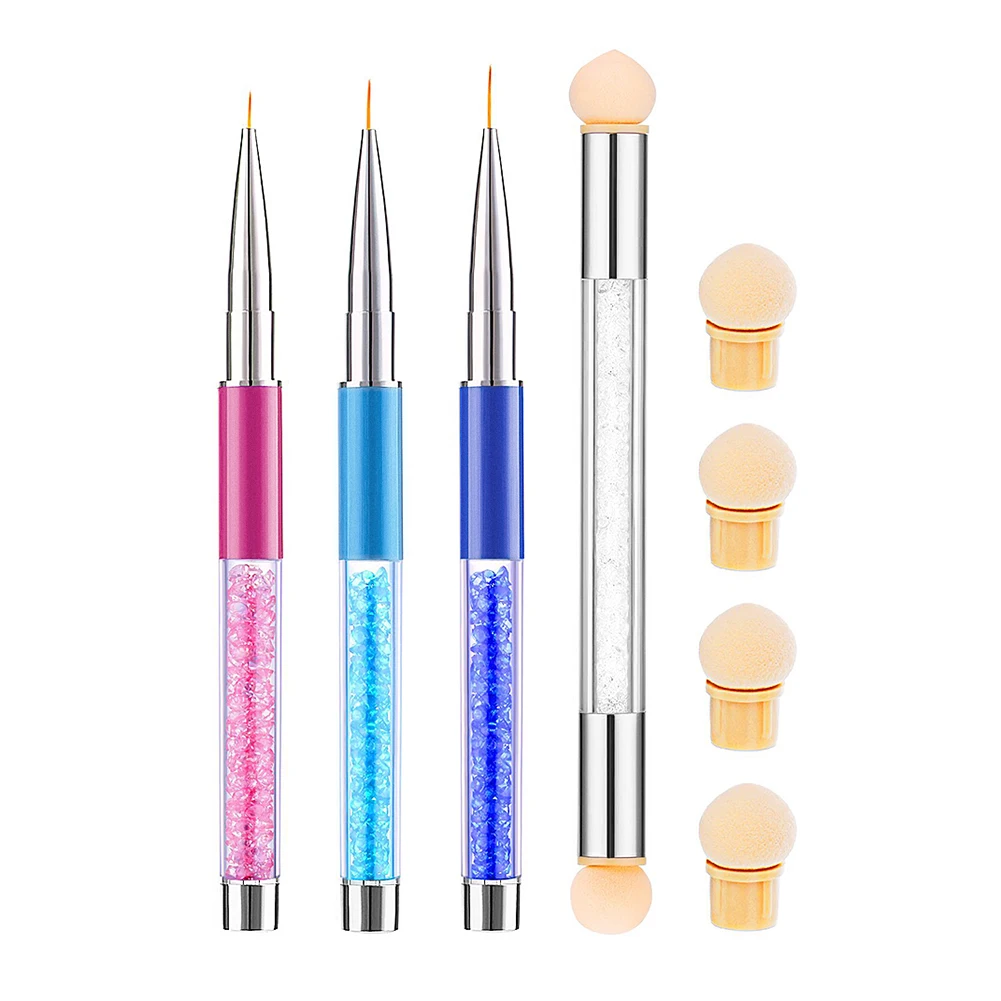 Профессиональный простой набор кистей для дизайна ногтей 3 шт. кристальная