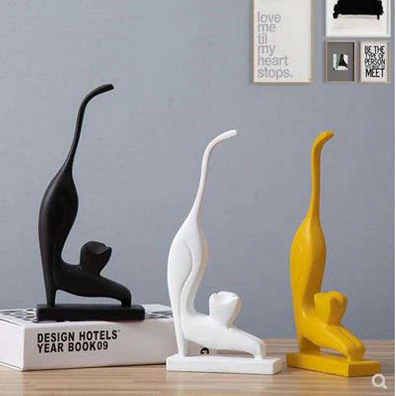 

European abstract cat crafts, birthday wedding gifts, home office restaurant bar desktop decoration art