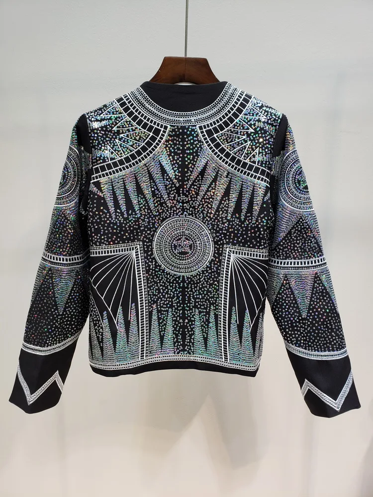 

Стильные кардиганы для женщин; Уличная одежда; Роскошные модные короткие весенние женские светоотражающие куртки с круглым вырезом и длинн...