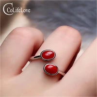 colife jewelry 100 natural italian red coral ring for daily wear 46mm precious coral silver ring birthday gift for girl