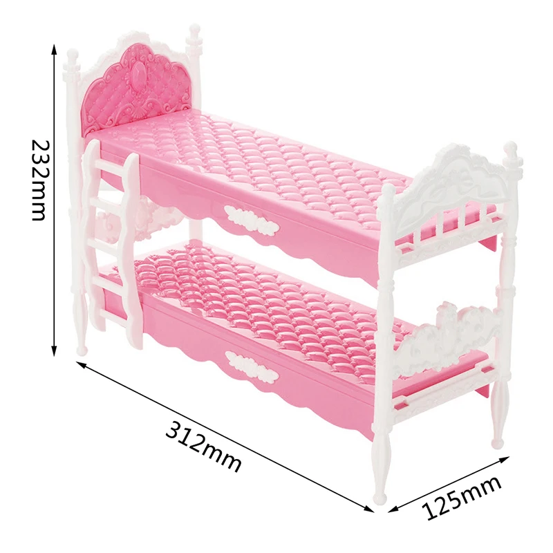 

Mini Play House Plastic Bed for Doll Accessories Pretend Bed Detachable Toys for Girls Doll House Toy Bed Accessories