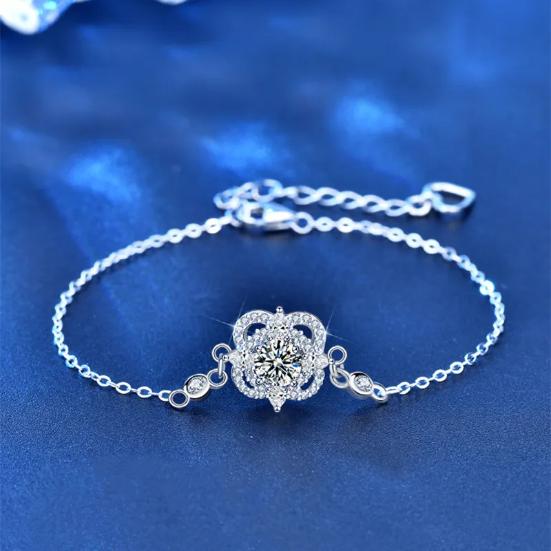 

Женский браслет из стерлингового серебра S925, белое золото, круглый Снежинка, ловец снов, браслет из мозанстона, оригинальные модные украшения