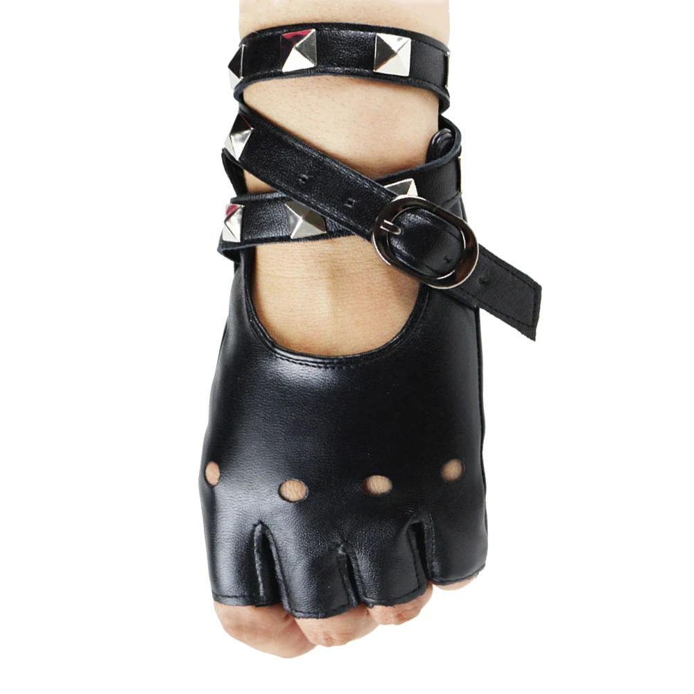 1 пара панк женщин заклепки половина пальца из искусственной кожи для мотоцикла