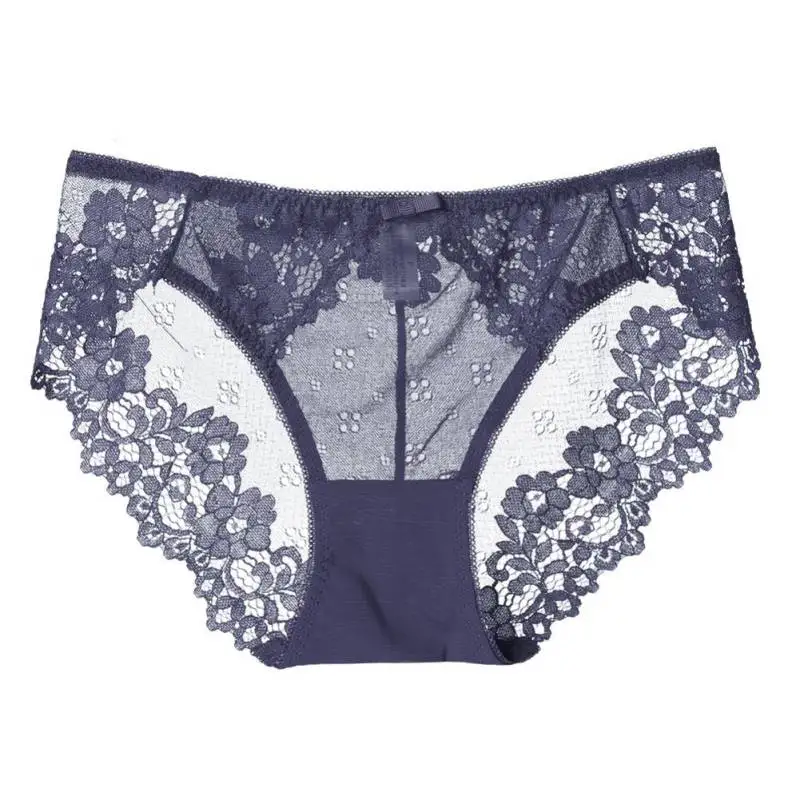 

Женские кружевные трусы, однотонные бесшовные хлопковые трусы со средней посадкой, с бантом, размера плюс