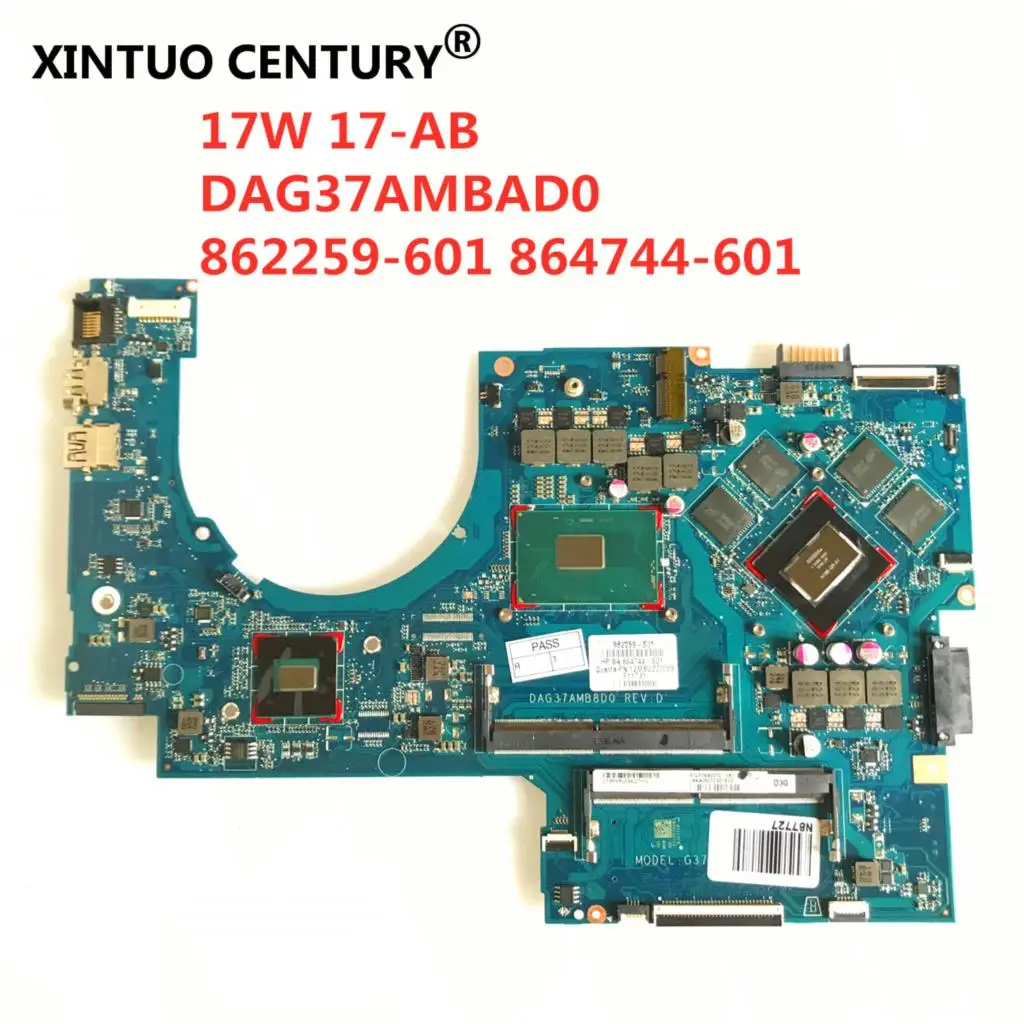 

857389-601 For HP 17-W 17-AB Laptop Motherboard DAG37AMB8D0 G37A 857389-501 With SR2FQ i7-6700HQ CPU 960M 4G 100% tested ok