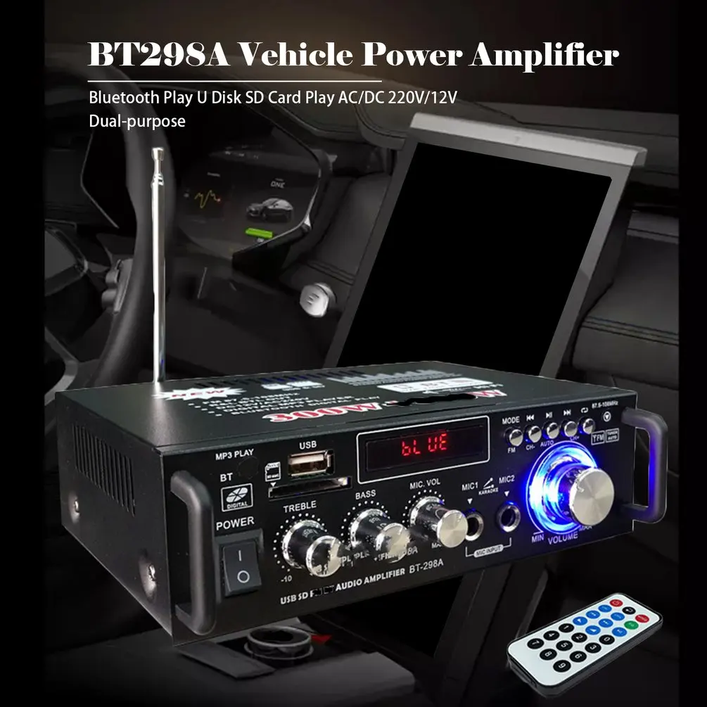 600 Вт 220 В/12 В Hifi стерео Fm 2Ch Amp Автомобильный домашний Usb Sd Mp3 Мини Usb карта Ac и Dc небольшой усилитель мощности