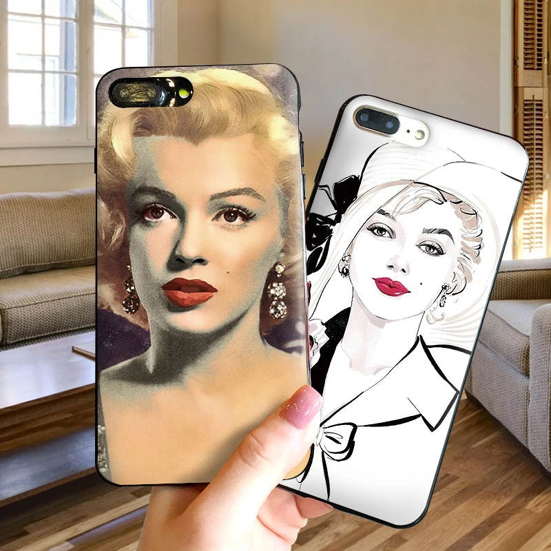 Чехол для iPhone 6 6S plus чехол роскошный черный 5 5S SE 7 8 Plus X XS Max XR Мэрилин Монро |