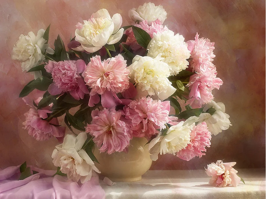 Полный 5D, сделай сам, Daimond, вышивка крестом, цветы пиона, 3D Алмазная мозаика, круглые стразы, картины, вышивка, Декор