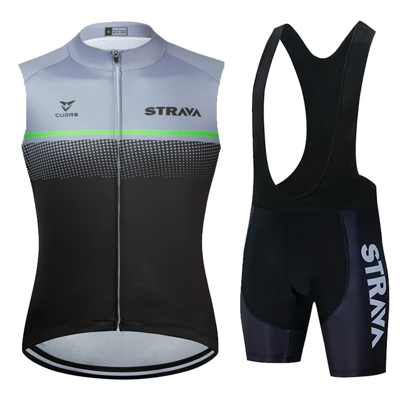 

STRAVA Sleeveless Vest Cycling Jersey Set 2021 Vest Bicycle Clothing Ciclismo Clothes Summer Men Vest Sports Cycling kit Camisas