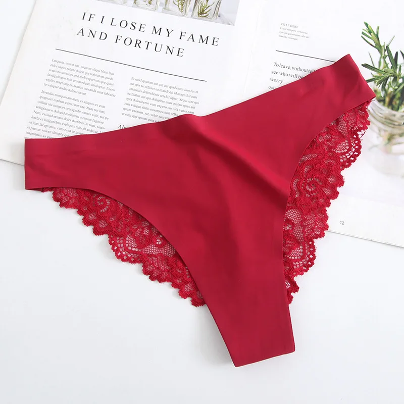

Women Underwear Pure Color 1Pcs Thongs Panties Japanese Style Nylon/Spandex Breathable Sexy Lace Low-waisted
