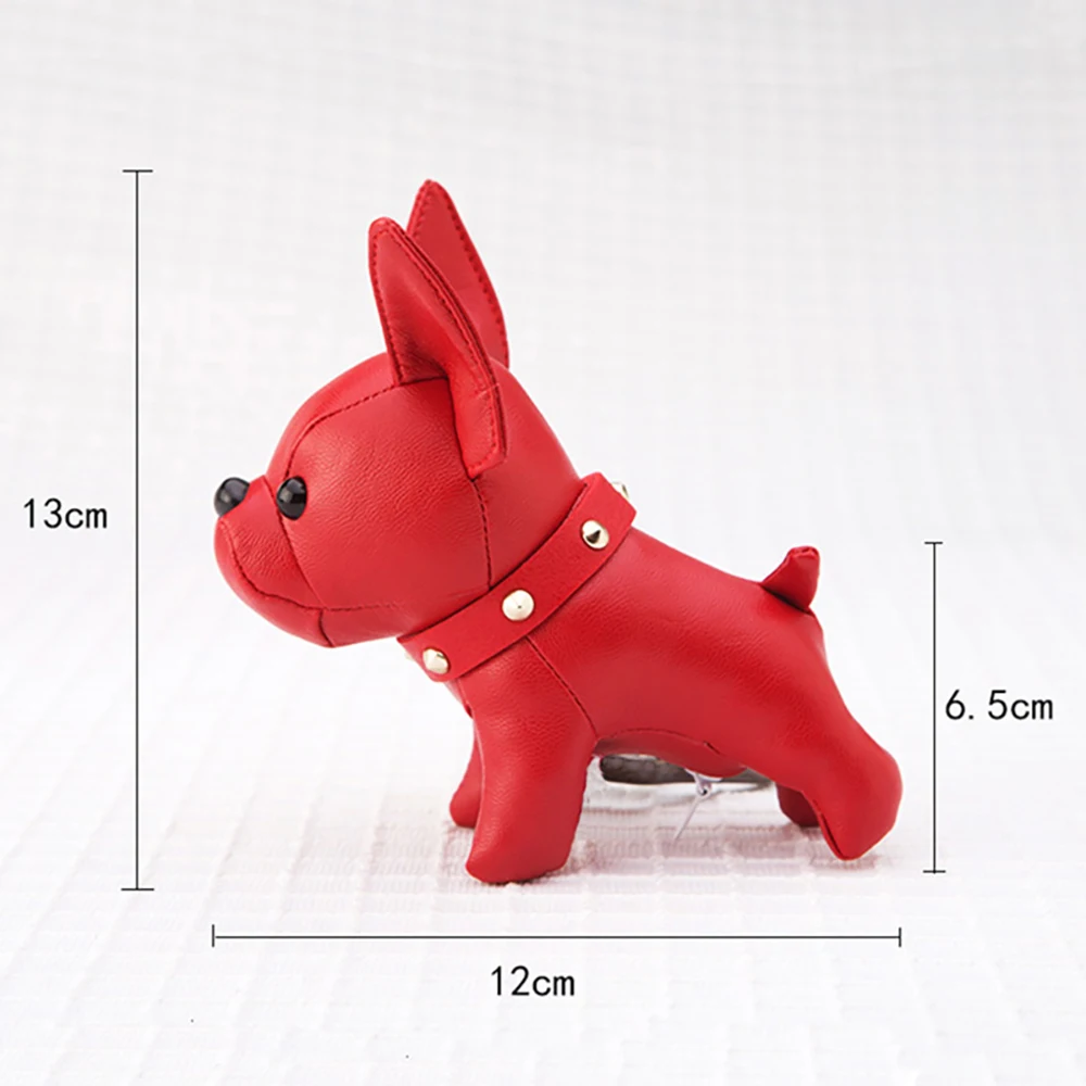 

French Bulldog Keychain PU Leather Animal Dog Keyring Holder Bag Charm Trinket Chaveiros Bag Accessories Punk Style Pendant