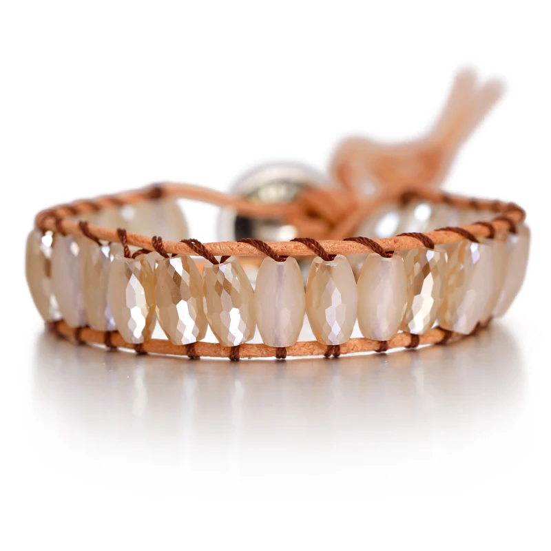 SL1661 Chakra Bracelet Jewelry Handmade Multi Color Natural Stone Tube Beads Leather Wrap Bracelet Couples Bracelets Creative Gifts - Окраска металла: SL1661