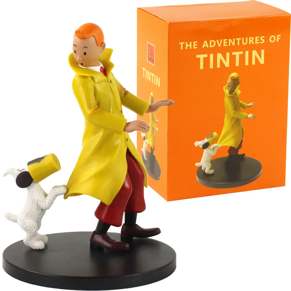 

The Adventures of Tintin Action Anime Figures Tintin Snowy Dog Blue Lotus Cartoon Collectible Model Toys
