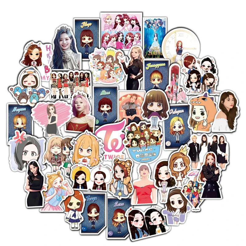 

10/30/50pcs/bag Cartoon Twice Korea Singer Waterproof Stickers For Skateboard Helmet Gift Box DIY Computer Notebook Car Decal TV