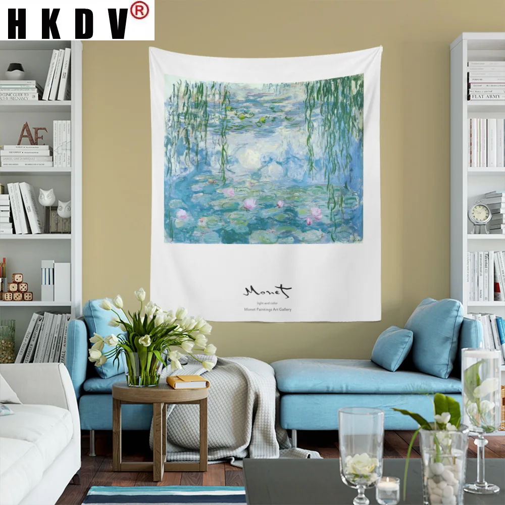 

HKDV Monet Scenic Painting Tapestry Wall Hanging Covering Rugs Background Cloth Beach Mat Blanket Art Bedroom Dorm Home Decor