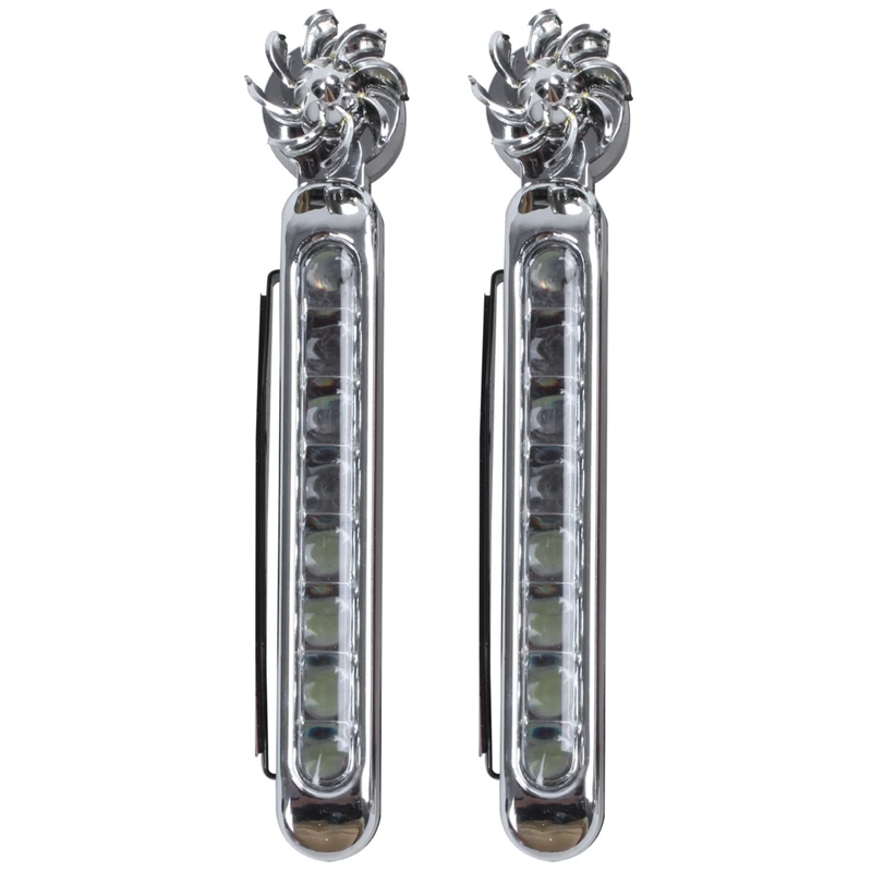 

2 X Daytime Running Lights (Uses Wind Power) Auto DRL Lamp Driving Diurnal Light 8 LED Car Light Bulb DC 12V (White Light)