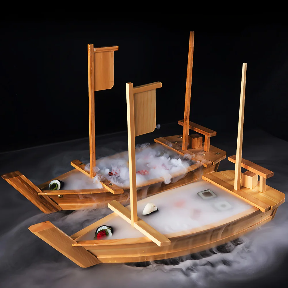 

Bamboo Sushi Boat Sashimi Appetizer Sushi Plate Boat Shaped Food Serving Plates