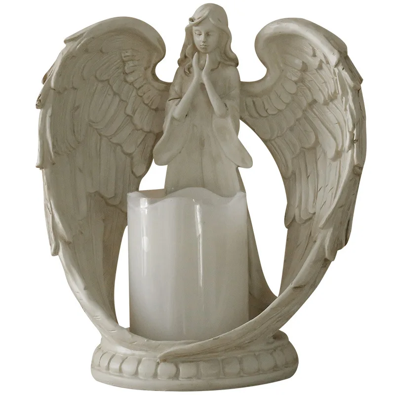 

Nordic fashion popular resin Angel electronic Candlestick living room bedroom TV cabinet Christian Church decorations