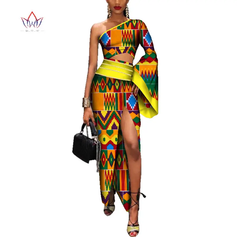 Осеннее Африканское платье Дашики для женщин Bazin роскошное длинное сексуальное