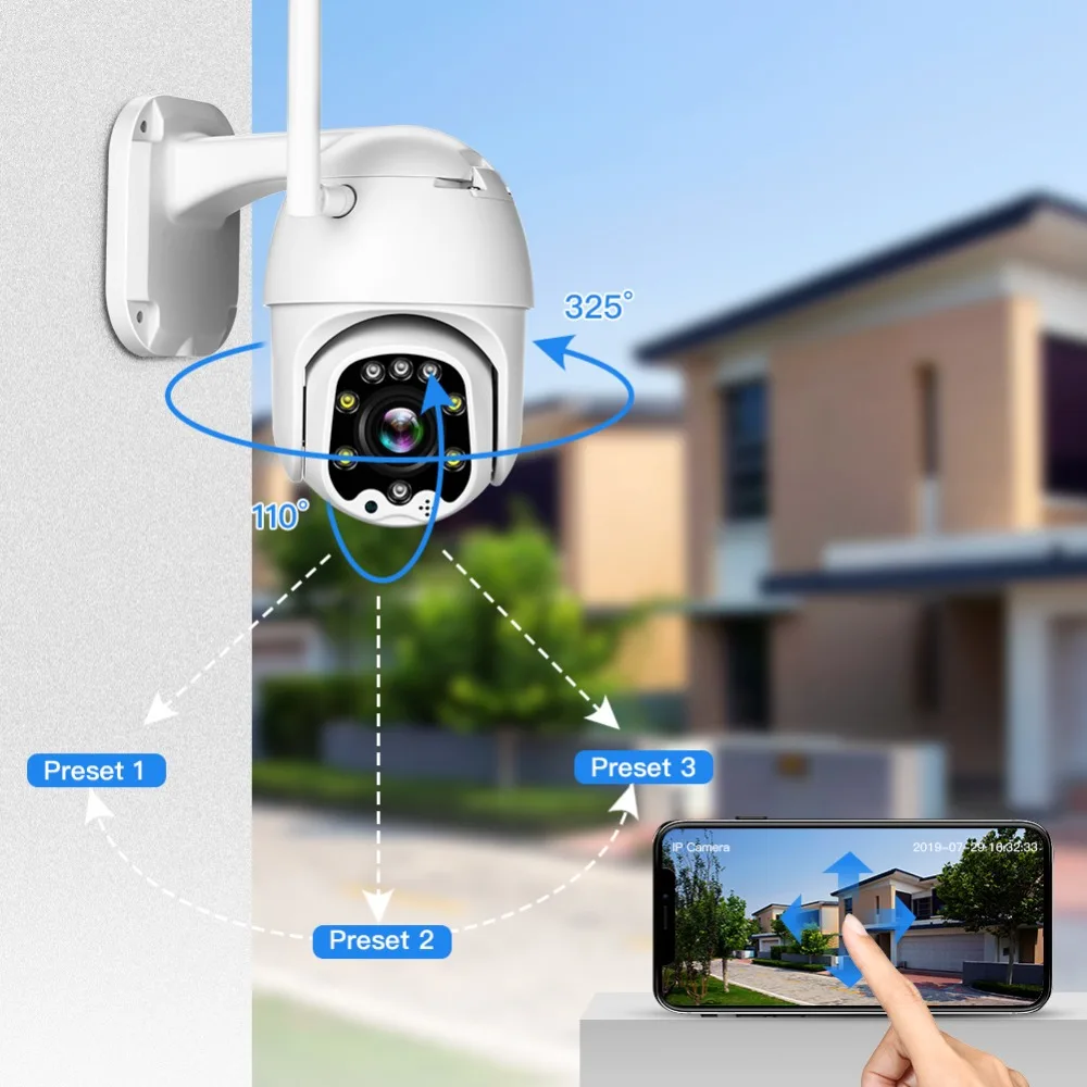 1080P Беспроводная PTZ wifi камера с зумом, скоростная купольная камера безопасности, ip-камера наблюдения, уличная IP66 ip-камера для хранения, CCTV, wifi, облачная ipcam