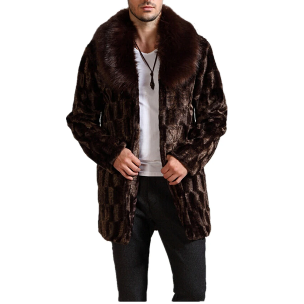 Мужская зимняя куртка из искусственного меха с длинным рукавом и