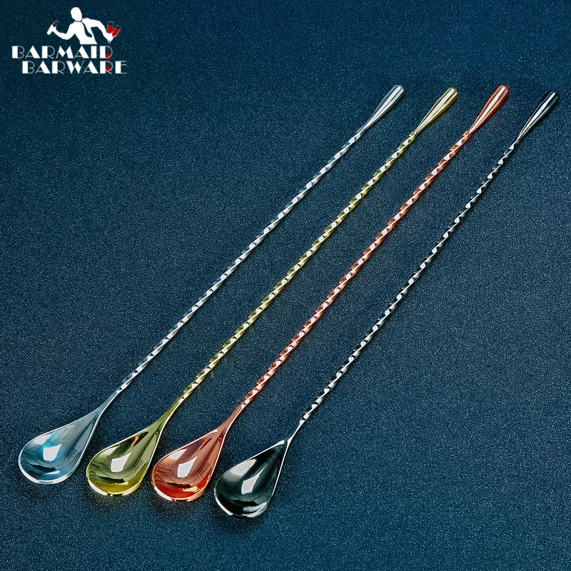 Коктейль ложка барная Нержавеющая сталь смешивания спиральный узор бар Teadrop