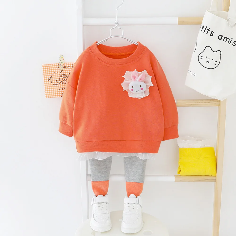 

New Babewy Girls Boys Clothes Sets Rabbit Lace T Shirt Pants Toddler Infant Clothes Child Vacation Costume