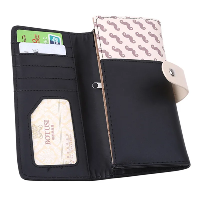 Модный милый Длинный кошелек для женщин из искусственной кожи с рисунком бороды