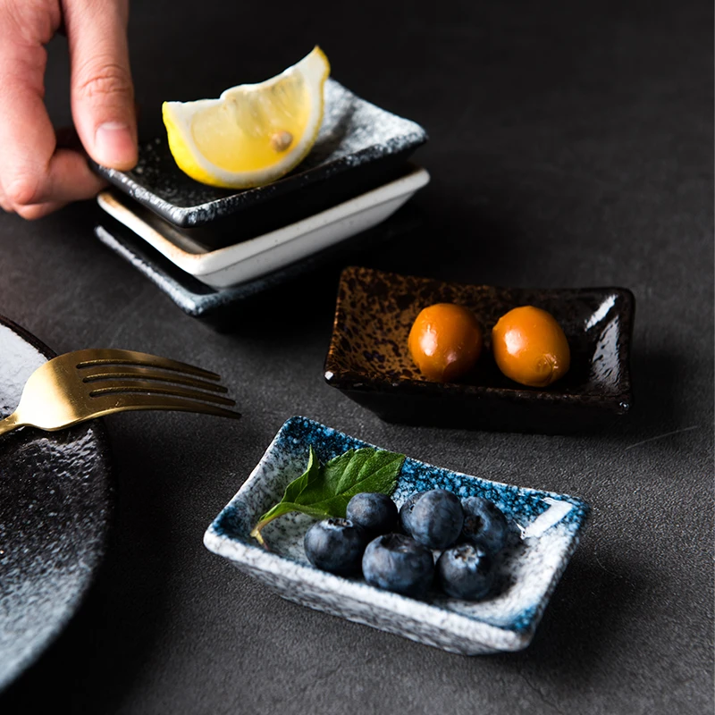 Японская керамическая тарелка для соуса RUX прямоугольная соевого салата круглый